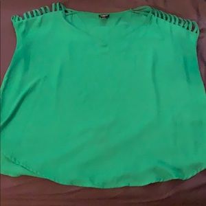 Bright Green Ladder Sleeve Top